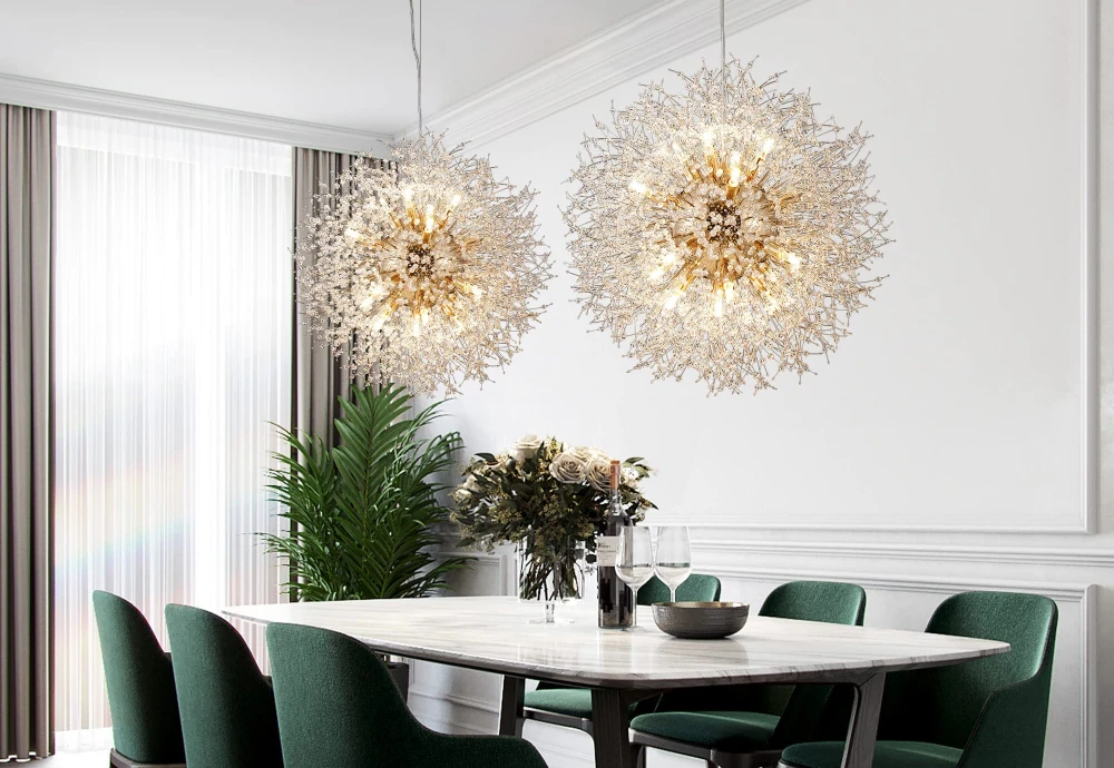 crystal chandelier in dining room